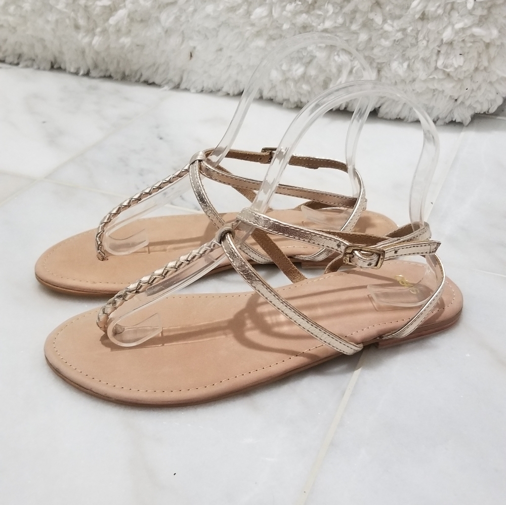 Asos Gold Metallic Braided Thong Sandals 6
